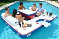 Bar flottant gonflable de qualité commerciale pour 6 personnes avec glacière, en PVC, logo personnalisé, garantie 3 ans, idéal pour les fêtes au bord de la piscine