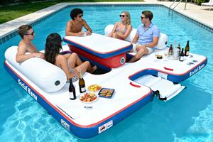 Bar flottant gonflable de qualité commerciale pour 6 personnes avec glacière, en PVC, logo personnalisé, garantie 3 ans, idéal pour les fêtes au bord de la piscine - Product Image 3