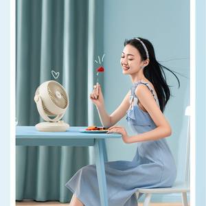 Ventilador de escritorio Midea de 12 pulgadas, color albaricoque, circulación de aire eléctrica para el hogar, dormitorio, ventilador de flujo axial alimentado por USB - Product Image 1