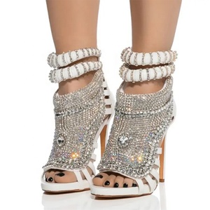 <b>Large</b> Size 47 Luxury Design Pearls Women High Heels Stiletto Sandals Rhinestone Ladies Party Dress Mule Shoes - Product Image 6