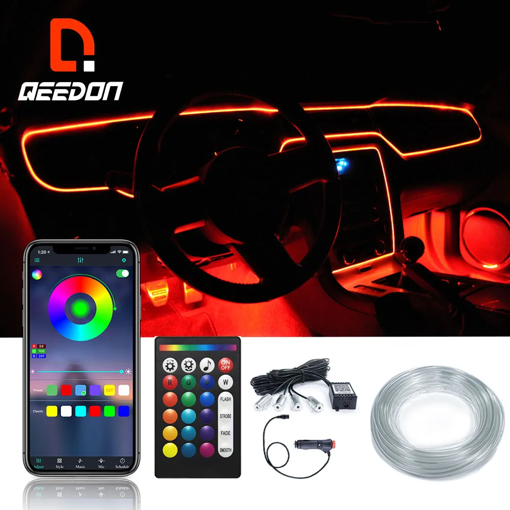 Qeedon luci per auto interne più luminose altri accessori per luci per auto atmosfera 12V 6W luci a led 4 in 1 luces para coche
