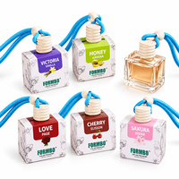 Diffuseur de parfum suspendu pour voiture avec logo personnalisé, flacon en verre rechargeable, bouchon en bois, diffuseur d'huiles essentielles avec cordon tressé