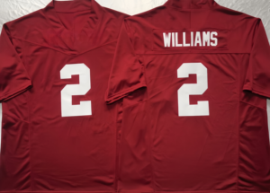 เสื้อทีมอลาบามาสีแดงแบบสั่งทำพิเศษ ปี 2025 คุณภาพเยี่ยม ปักชื่อวิลเลียมส์ 2 ตัว # เสื้อฟุตบอลอเมริกันแบบกำหนดเอง 15SIMPSON สีแดงเข้ม ของวิทยาลัยซิมป์สัน - Product Image 6