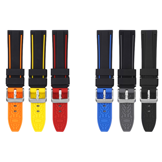 Two-tone Silicone Watch Strap, Waterproof Sport Watch Bracelet for Men, 20/22/24/2mm Replacement Wristband