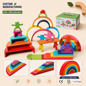 Juego <span class=keywords><strong>de</strong></span> Bloques <span class=keywords><strong>de</strong></span> Construcción <span class=keywords><strong>de</strong></span> Arcoíris <span class=keywords><strong>de</strong></span> <span class=keywords><strong>Madera</strong></span> Montessori RIZON con Tableros Semicirculares y Osos <span class=keywords><strong>de</strong></span> Equilibrio, Juguete Educativo Waldorf - Product Image 1