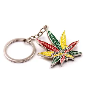 Souvenir Netherlands Holland Amsterdam Marijuana Maple Leaf Keychain