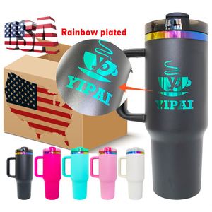 Logo Rainbow Plating Vacuum <b>Insulated</b> 40Oz Tumbler Custom Laser Engraved Travel <b>Mug</b> - Product Image 1