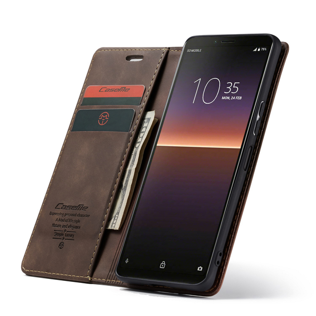 CaseMe for Sony XA XZ XP Leather Case Smart Cover Magnetic Stand Protector Film for Sony Xperia 1 II Z5 Mini Z4 Case Flip Cover