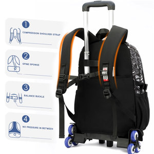 Custom Logo Trolley School Bag 18Inhces Six <strong>Wheels</strong> Rolling Convenient School <strong>Backpack</strong> Waterproof Student <strong>Backpack</strong> for Boys - Product Image 4