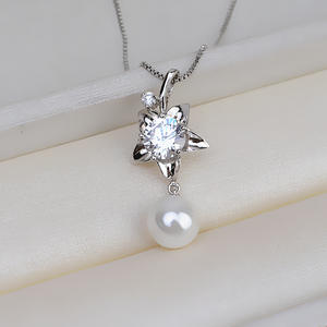 Collar con Colgante Floral de Plata S925 para Mujer, Accesorio de Joyería DIY con Perla de Circonio Grande, Producto Semiterminado, Perlas Sueltas - Product Image 1