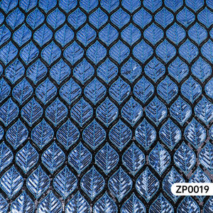 Zwaar Kralen Zwart Blauw Volledig Patroon Borduurwerk Kralen Bladeren Franse Tule Geborduurde Avondjurk Kleding Pailletten Stof - Product Image 4