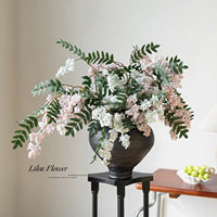Fleurs artificielles en soie à longues tiges de style nordique QiYing Victory, fausses fleurs de locustier, semi-finies, teintes et gaufrées pour la décoration intérieure