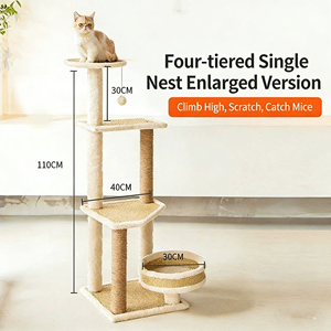 Venta al por mayor directa de fábrica: Árbol para gatos integrado, torre para gatos, poste rascador de sisal, suministros para gatos, personalización OEM - Product Image 4