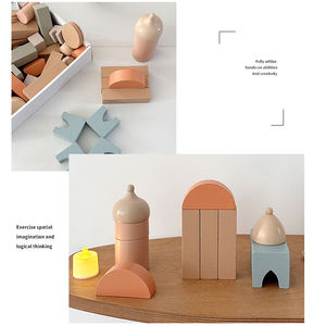 Büyük parçacıklar eğitim 1:8 yapı taşları Set çocuklar ahşap oyuncaklar cami Playhouse blok seti eğitim islam oyuncaklar - Product Image 4