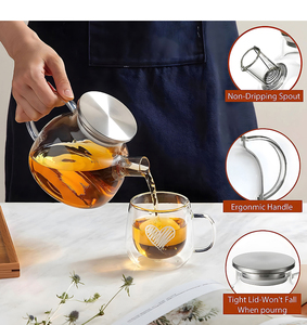 Verre borosilicate transparent, sphérique, lisse et robuste, écologique, compatible lave-vaisselle, avec couvercle en bambou, 1L 1.8L, infusé aux concombre et citron vert pour une détoxification - Product Image 3