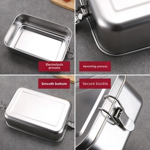 Cross Border 304 Stainless Steel Square <b>Lunch</b> <b>Box</b> Snap Lid 1400ml Capacity Modern Minimalist Design for Students Adults - Product Image 2