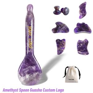 En çok satan mor yeşim Gua Sha masaj sopası akupunktur kalem göz SPA dinlenmek için kristal ametist gugubasınç noktası kabartma - Product Image 1