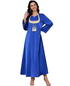 Dubai Trung Đông Dân Tộc Áo Choàng Ramadan Durban Abaya Cho Phụ Nữ Hồi Giáo Hồi Giáo Quần Áo Arabic Len Cổ Áo Tua Váy