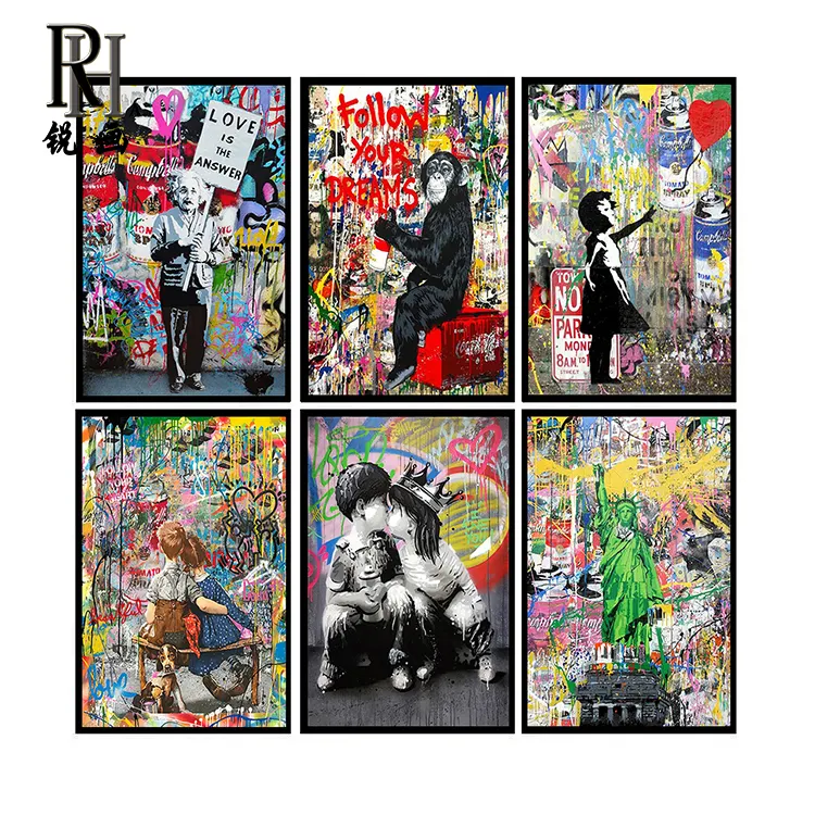 Home Decor Picture Follow Your Dream Canvas Poster Print Street canvas graffiti painting banksy pop wall art home decor