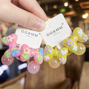 Nuevo diseño 2 uds/set elegantes Aldabas bandas de goma para el cabello bebé hecho a mano Graffiti flor lazos cuentas niños lazos para el cabello accesorios para el cabello - Product Image 4