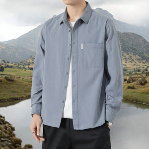 Vente en gros : Nouveaux Blousons Chemises en Coton Lavé à Manches Longues pour Hommes, en Flanelle d'Automne, Coupe Ample, Style Décontracté et Tricoté, pour le Travail - Product Image 3