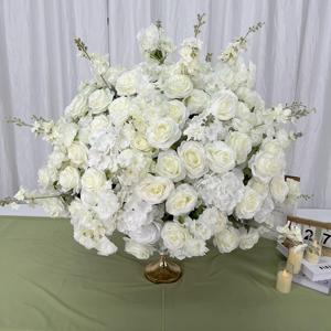 Boules de fleurs artificielles en soie DKB, centres de table, roses bordeaux, ivoire, or, décorations de table de mariage, grandes et petites fleurs de mariage - Product Image 1