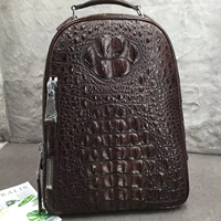Ransel Kulit Buaya Pria dengan Penutup Ritsleting, Gaya Vintage Sederhana, Warna Air, Kapasitas Besar, Tali Bahu Portabel