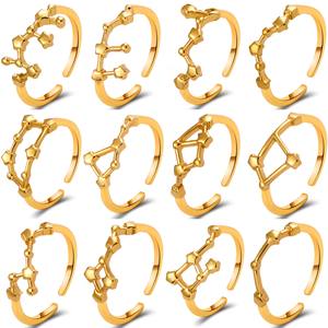 Anillos con 12 Constelaciones, anillo abierto de moda, el mejor amigo de la suerte, regalo, Horóscopo <span class=keywords><strong>del</strong></span> zodiaco, Color dorado, novedad de <span class=keywords><strong>2022</strong></span> - Product Image 2