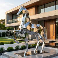 Sculpture de feuille abstraite moderne sur mesure en acier inoxydable 304 poli miroir, grande sculpture d'extérieur pour jardin et paysage, directement de l'usine