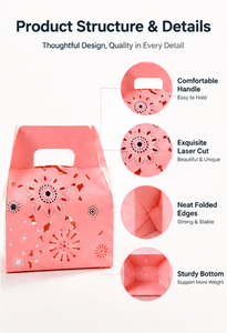 Caja de Regalo Personalizada Pequeña, de Cartón Reciclable, con Asa, en Varios Tamaños, para Regalos de Fiesta, Boda o Días Festivos - Product Image 2