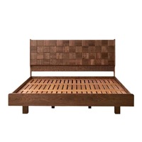 Cadre de lit en bois massif avec rangement, lit plateforme moderne du milieu du siècle, gain de place et écologique, disponible en taille Queen