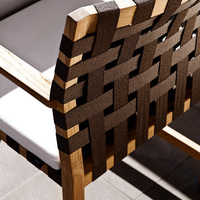 Fauteuil à bascule d'extérieur moderne en bois de teck, tressé en corde, imperméable, pour terrasse