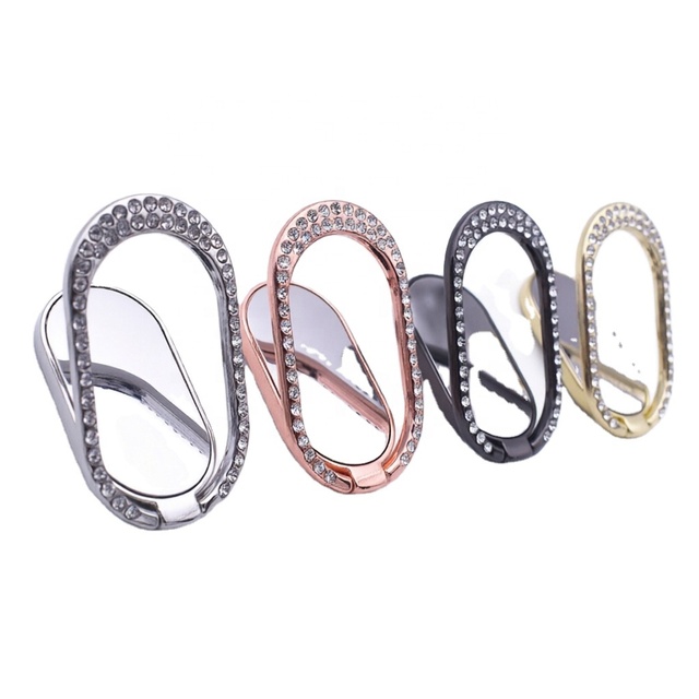 Wholesale Cell Phone Accessories Oval diamond Portable Foldable Mobile Phone Holder Stand Mini Finger Ring Smartphone Bracket