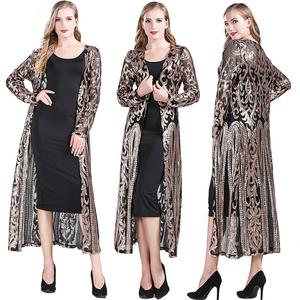 Mode Pakaian Wanita Baru Payet Panjang Buka Depan Lengan Panjang Mesh Cardigan Blouse Mantel Penutup Pesta <span class=keywords><strong>Prom</strong></span> Malam Hadiah Atasan - Product Image 3