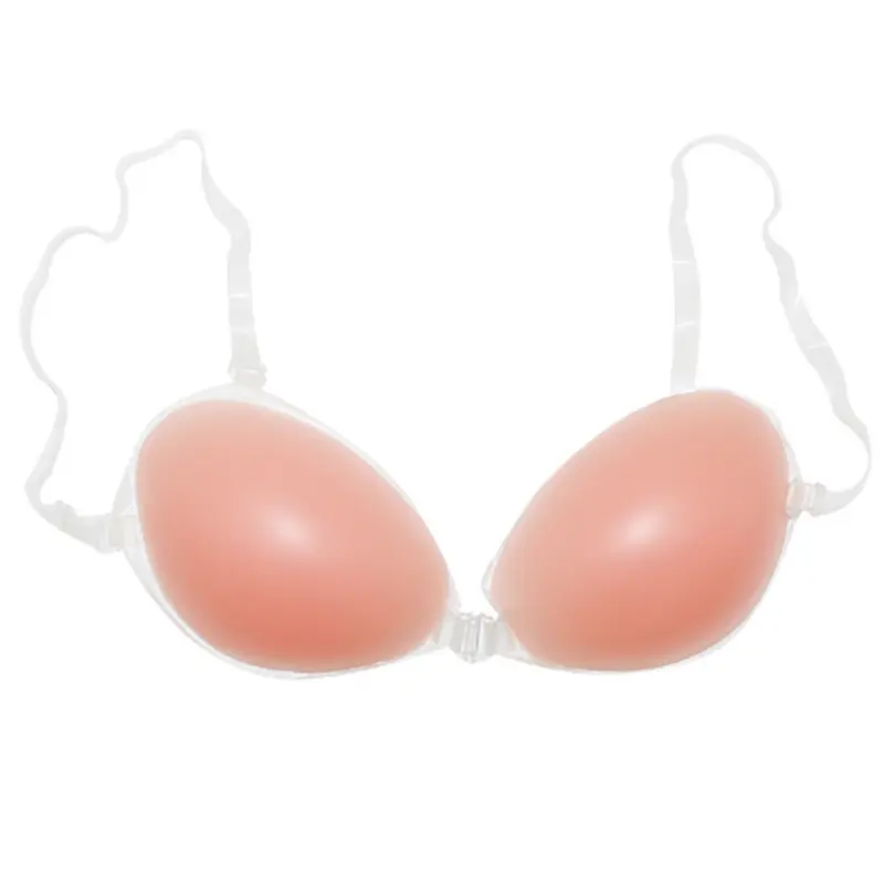 Invisible silicone bra for women's wedding dress with removable shoulder strap