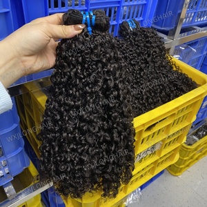 15A Pixie Curly Remy Virgin Human Hair Bundles Unprocessed Double Weft Hair Weaving Super Double Drawn Indian Raw Hair Supplier - Product Image 3