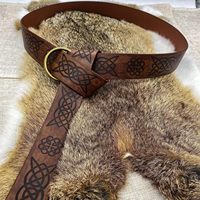 Sabuk Kulit Viking Abad Pertengahan dengan Ukiran untuk Kostum LARP Cosplay Renaissance Faire