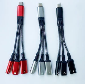 Cable Adaptador 3 en 1 de Nailon Trenzado de 60W con Conector <span class=keywords><strong>Tipo</strong></span>-<span class=keywords><strong>C</strong></span> y <span class=keywords><strong>Entrada</strong></span> de Auriculares de 3.5mm, <span class=keywords><strong>Entrada</strong></span> de CC y Salida de CA para Laptop y Teléfono Móvil - Product Image 6