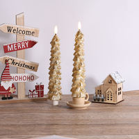 Bougie conique en cire de paraffine LED de Mermei avec télécommande, flamme 3D, motif arbre de Noël, autoportante pour la décoration de la maison et les fêtes