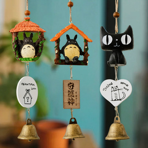 Ornement de carillon éolien Totoro, pendentif cloche en résine, décoration zen asiatique pour la maison, objet suspendu, décoration murale pour chambre à coucher - Product Image 1