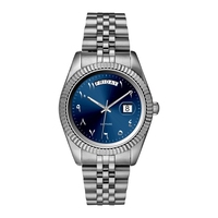 Montre à cadran arabe en acier inoxydable avec verre saphir, mouvement japonais, étanche, fenêtre de calendrier, montre la plus vendue pour hommes, classique