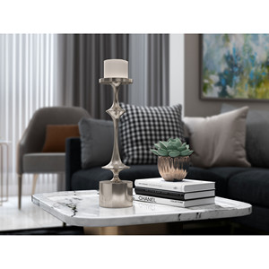 Portacandele da tavolo in metallo geometrico in argento HMS 18 \ "eleganti barattoli e lanterne - Product Image 6