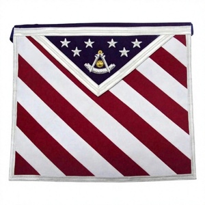 Delantal de Maestro Masón de la Francmasonería Americana con Cuentas Bordadas, Pin de Seguridad y Diseño de Tela Personalizado - Product Image 1