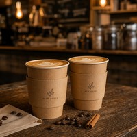 Gobelets à café en papier kraft imprimés sur mesure avec manchons en papier, gobelets jetables pour boissons chaudes, qualité alimentaire pour les cafés à emporter