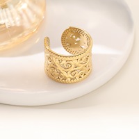 Bague empilable pour femme, style occidental, plaqué or 18 carats, nouveau design, ronde irrégulière, en acier inoxydable, réglable, ne ternit pas