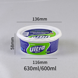 Pot en plastique PP <span class=keywords><strong>de</strong></span> 600 ml (600 g, 20 oz, 22 oz) avec couvercle pour masque facial, crème, produits cosmétiques, soins <span class=keywords><strong>de</strong></span> la peau, huile <span class=keywords><strong>de</strong></span> cheval - Product Image 1