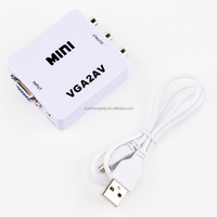 Venta caliente al por mayor 1080P VGA a RCA AV adaptador compatible con modo PAL NTSC para PC portátil HD TV DVD proyector VGA2AV convertidor Coaxial