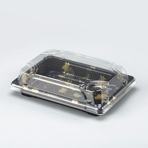 Disposable Plastic Sushi Togo Box With Anti-fog Lid Food Grade Container