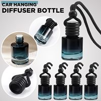 Pendentif de mini diffuseur de parfum de voiture vide personnalisé de 8ml Bouteille de diffuseur de parfum de voiture suspendue ronde en verre noir