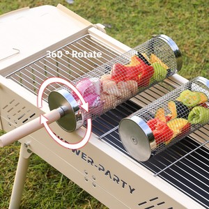Panier <span class=keywords><strong>de</strong></span> barbecue portable d'extérieur, grille <span class=keywords><strong>de</strong></span> barbecue <span class=keywords><strong>en</strong></span> <span class=keywords><strong>bois</strong></span> anti-rouille, cage <span class=keywords><strong>de</strong></span> barbecue rotative pour camping et pique-nique - Product Image 4
